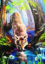 Волк на водопое у лесного ручья