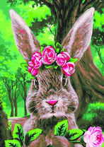 Длинноухий заяц в цветочном венке