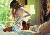 Обнаженная леди в прозрачном пеньюаре