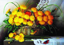 Корзина полная весенних цветов