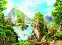 Водопады на зелёных скалах