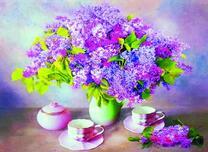 Букет сирени и чаайный сервиз