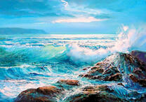 Морские волны разбиваются о скалы