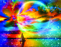 Парусник и разноцветный закат