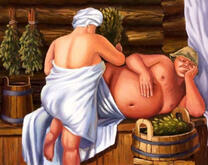 Семейная пара в бане