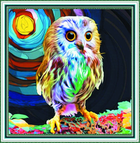 Совёнок в разноцветных красках