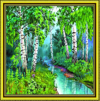 Чистый ручей среди березок