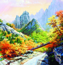 Пешеходный мостик через горную реку