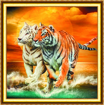 Тигры на берегу моря