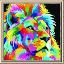 Портрет льва в технике поп-арт