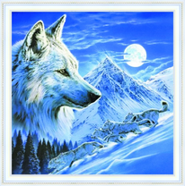 Белые волки в заснеженных горах