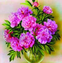 Пышный букет розовых пионов