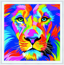 Портрет большого льва в стиле поп-арт