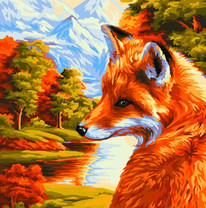 Лиса на фоне осеннего леса