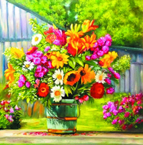 Садовый букет в ведре