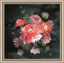 Букет с пионами, розами и хризантемами