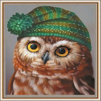 Совёнок в зеленой вязаной шапке