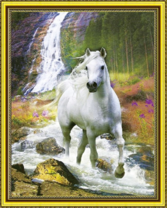 Белый конь на горной реке