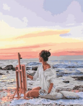 Художница на берегу шумного моря