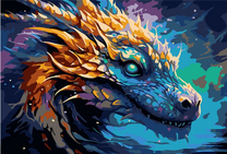 Красивый сине-зеленый дракон