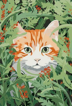 Рыжий кот в траве