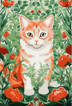 Рыжий котёнок и маки