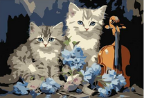 Два пушистых котёнка и скрипка