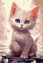 Белый котёнок с большими голубыми глазами