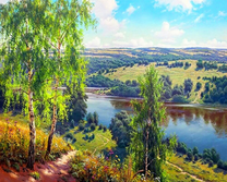 Вид на реку и лес с горы