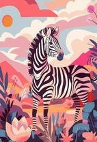 Зебра на разноцветном фоне