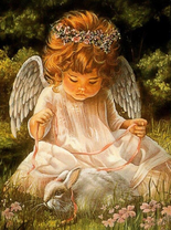 Девочка-ангелочек и белый кролик