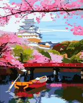 Храм в Японии и цветущая сакура