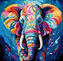 Яркий, красочный слон