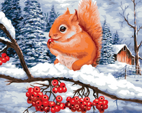 Белочка на ветви калины