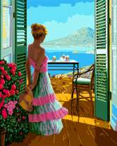 Девушка на веранде у моря