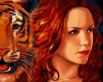 Тигр и рыжая девушка
