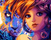 Голубоглазая девушка и леопард