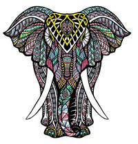 Слон с красивым узором и большими бивнями