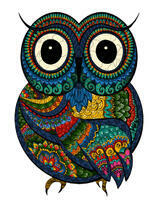 Милая сова с большими глазами и узором