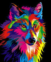 Пушистая волчица в стиле поп-арт