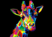 Молодой жираф в цветах поп-арт