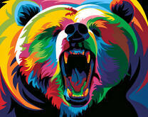 Огромный грозный медведь в стиле поп-арт