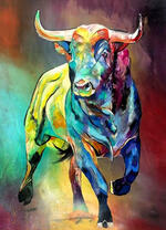 Большой бык в цвете