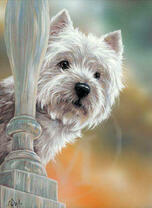 Милый щеночек у перил