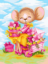 Мышка и фиалки