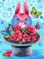 Зайка, цветы и бабочки