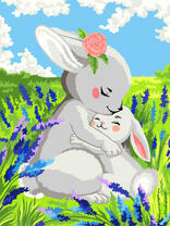 Мама и зайченок в лаванде