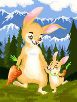 Мама и зайченок с урожаем