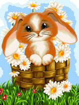 Зайчик в корзине ромашек