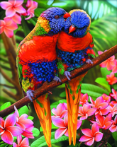 Попугаи играют на ветке